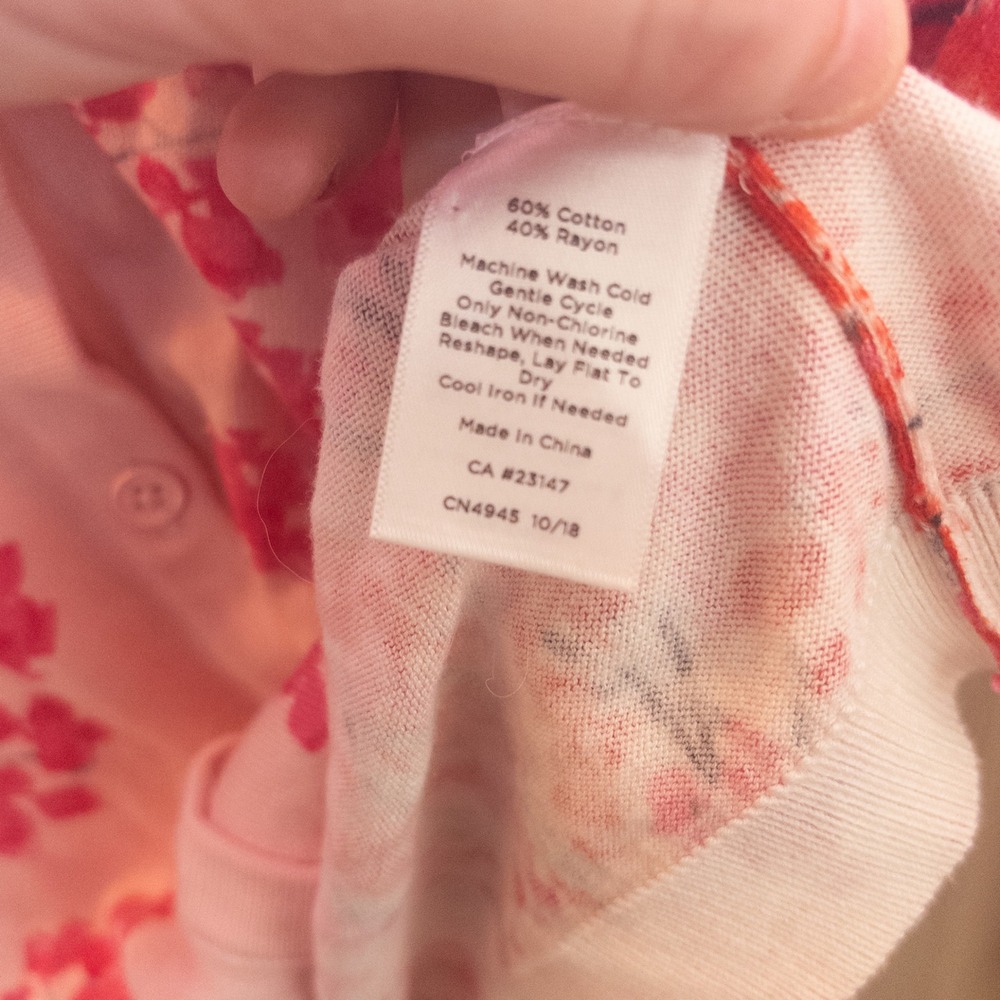 Talbots Cotton Blend Knit Button Up Cardigan Cherry Blossom Pastel Pink Womens M - Picture 6 of 6